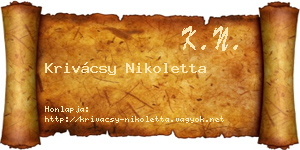 Krivácsy Nikoletta névjegykártya